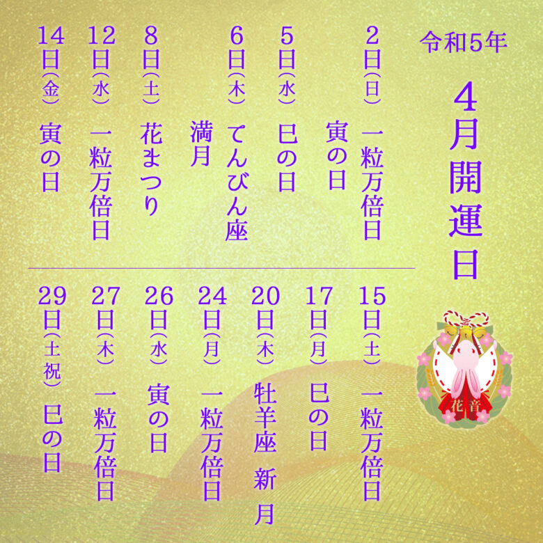 2023年4月の開運日