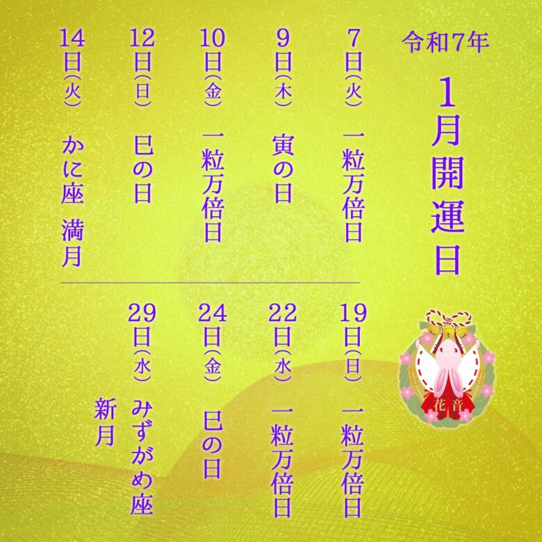 2025年1月の開運日